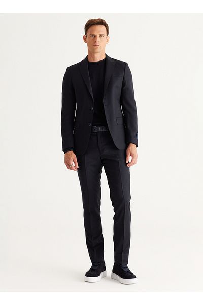 ALTINYILDIZ CLASSICS Normal Waist Wool Slim Fit Dark Navy Men's Suit 4C 3024100006