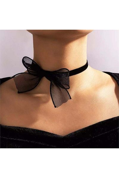Karakedi Black Ribbon Detailed Collar