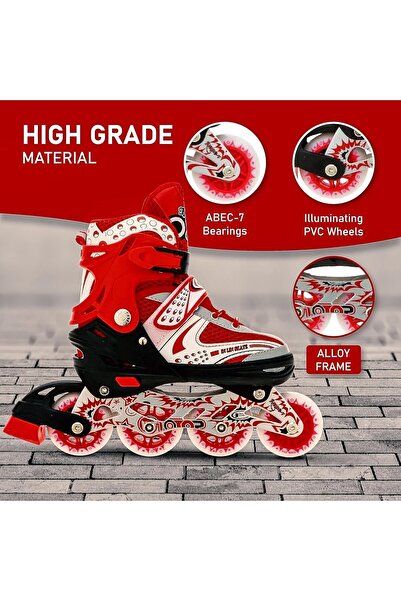 VEERA V732 Inline Adjustable Skating Shoes Medium Size 34 EUR (UK 1.5) - 38 EUR (UK 5) | Kids