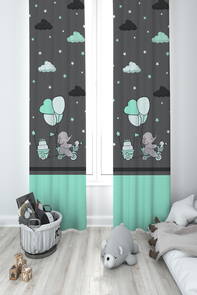 BAMBAŞKA MODA DEČJA I DEČJA SOBA Zeleni Oblak i Slon koji vozi bicikl Sa dezn...