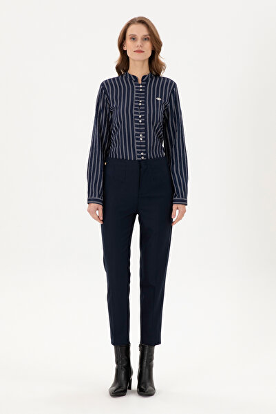 U.S. Polo Assn. Kadın Lacivert Carrot High Waist Fit Kanvas Pantolon 50298545...