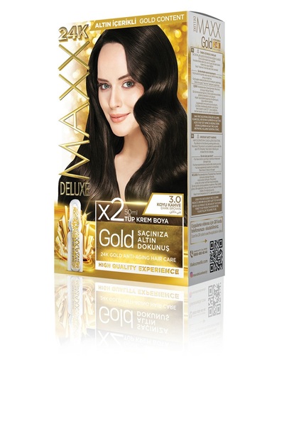 MAXX DELUXE MAXX Deluxe Golden Beauty 24K Altın İçerikli Saç Boyası Seti - Ka...