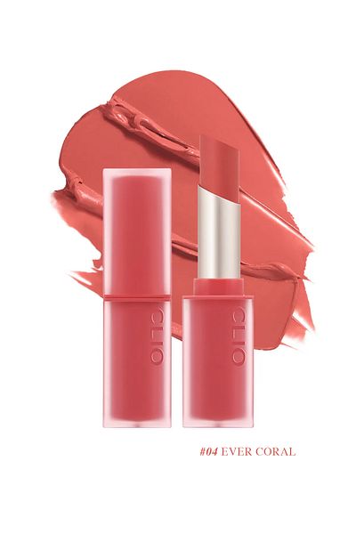 CLIO Lipstick with Soft Texture, Light Matte Appearance Clio Chiffon Mood Lip (04 Ever Coral)