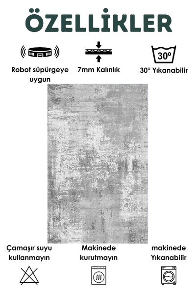 ComfortCo Dijital Baskılı Dört Mevsim Yıkanabilir Kaymaz Taban Çocuk Halısı,yolluk,mutfak Ve Salon Halısı (5)