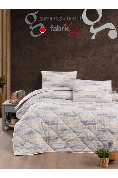 Fabric Box Double Patterned Quilt Set Washable Quilt 195 x 215 cm + 2 Pillowcases