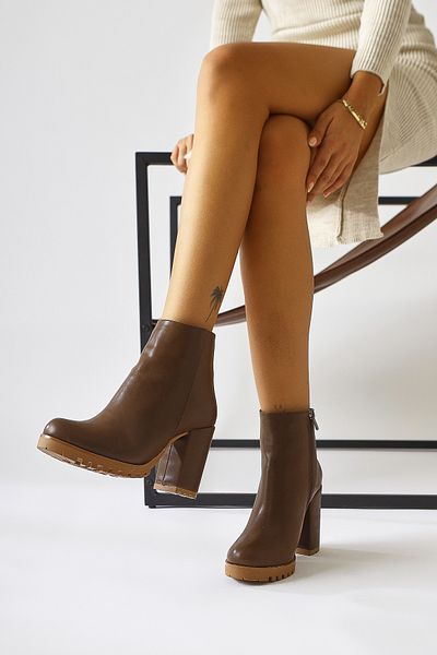 Limoya Bahiya Brown, Bitter Brown Color Γυναικείες μπότες με φερμουάρ με τακούνι, γυναικεία μποτάκια