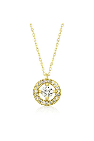 Skygo Silver Gold Minimal Round Solitaire Women's Necklace