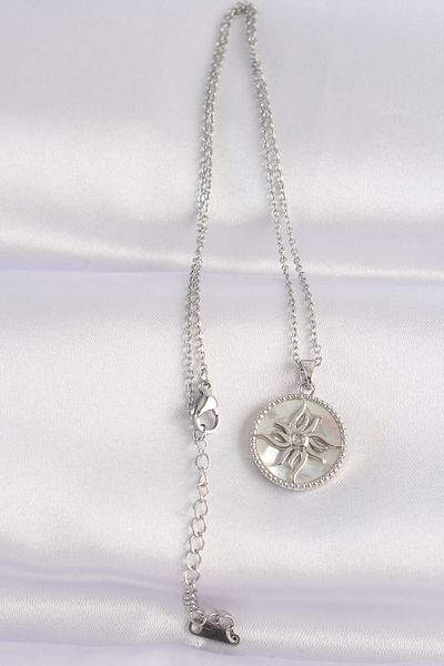 Skygo 316L Steel Chain - Silver Color Oval Sun Necklace TJ-BKO8663