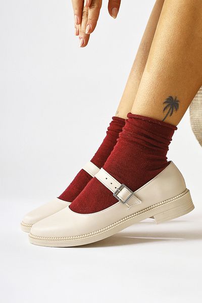 Limoya Vivy Cream, Beige Round Toe Single Strap Women's Casual Shoes