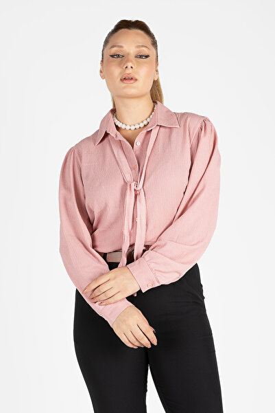 Giyim Dünyası Women's Tie-Up Shirt Rose