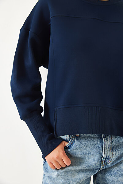 Bianco Lucci Kadın Üç İplik Şardonlu Oversize Sweatshirt