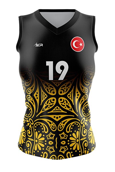 ACR Giyim Tekstil Forma Baskı Voleybol Forması Model 720 - Kişiye Özel Isim Ve Numara Yazılabilir, Dijital Baskı Tasarım Tek Üst