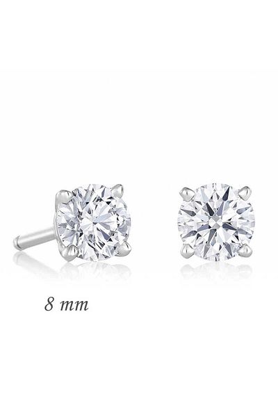 Skygo 8 Mm Silver Round Single Stone Zircon Earrings
