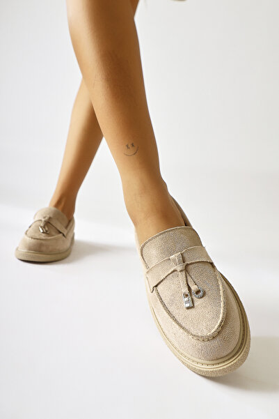 Limoya Francina Beige Suede Women's Casual Shoes with Tassel Detail and Accessories, Opportunity Product