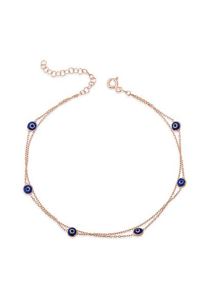 Skygo Rose Silver Evil Eye - Double Chain Women's Bracelet