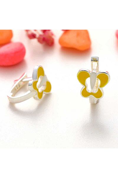 Skygo Yellow Silver Butterfly Patterned Kids Earrings