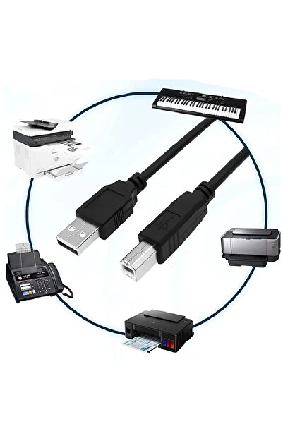 Vwin YAZICI KABLOSU ARA BAĞLANTI PRİNTER CABLE USB 2.0 HP CANON XEROX EPSON BROTHER (1.5 METRE)