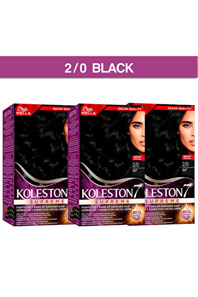 Wella Koleston Supreme Saç Boyası 2/0 Siyah 3'lü Paket