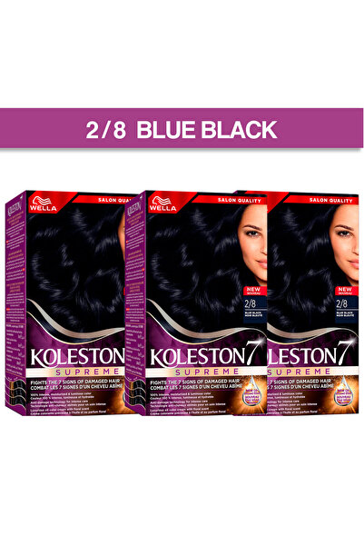 Wella Koleston Supreme Saç Boyası 2/8 Mavi Siyah 3'lü Paket