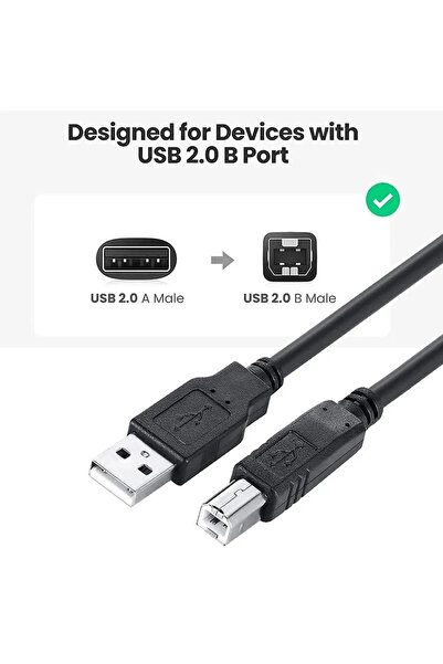 Vwin YAZICI KABLOSU ARA BAĞLANTI PRİNTER CABLE USB 2.0 HP CANON XEROX EPSON BROTHER (3 METRE)