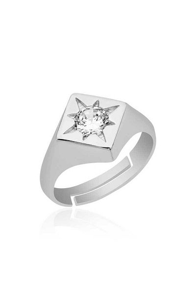 Skygo Adjustable Silver Polar Star Knight Ring