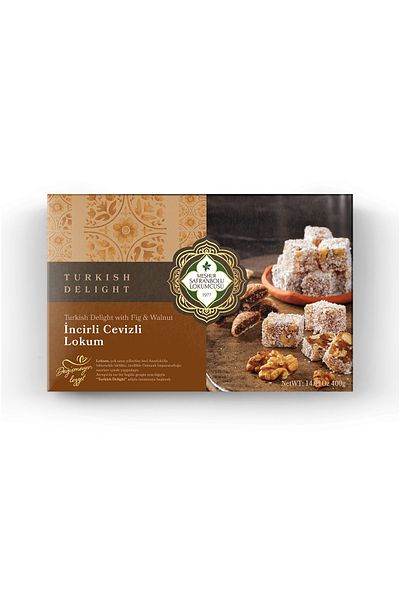 MEŞHUR SAFRANBOLU LOKUMCUSU 400 Gr Turkish Delight with Fig and Walnut