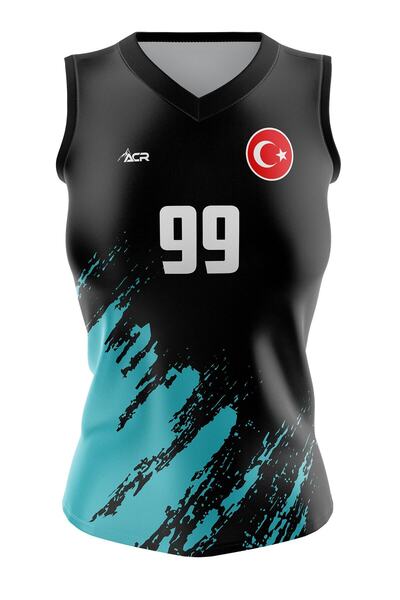 ACR Giyim Tekstil Forma Baskı Voleybol Forması Model 717 - Kişiye Özel Isim Ve Numara Yazılabilir, Dijital Baskı Tasarım Tek Üst