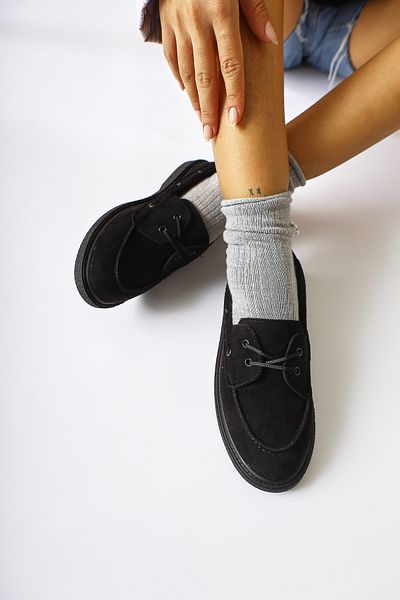 Limoya Pantofi casual de damă Janin din piele intoarsa neagra