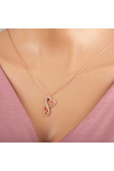 Skygo Silver Rose Heart Butterfly Women's Necklace