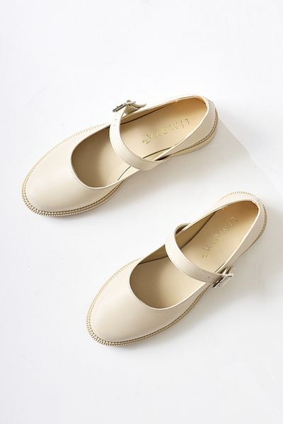 Limoya Vivy Cream, Beige Round Toe Single Strap Women's Casual Shoes