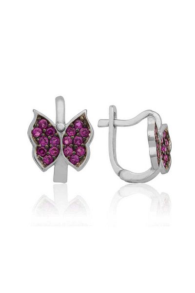 Skygo Silver Pink Butterfly Kids Earrings