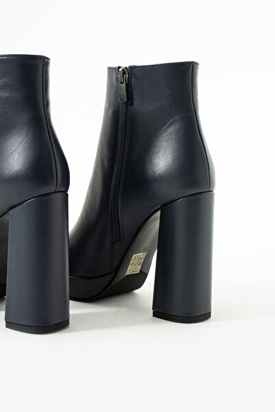 FOLLİNİ Kadın Hakiki Deri Platformlu Bot Lacivert