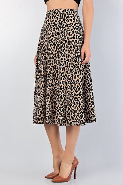 Tuğba Ceylin Butik Women's Winter Long Houndstooth Print Suede Skirt