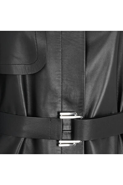 Desa Laira Siyah Kadın Deri Trençkot