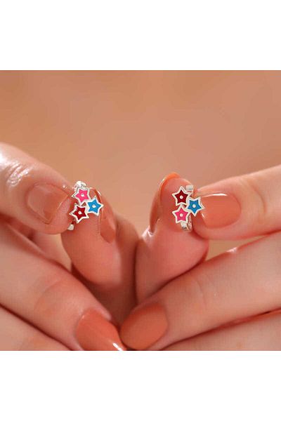 Skygo Silver Color Three Star Children's Earrings