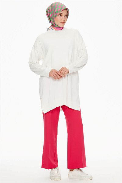 Tuğba Fuchsia Culotte Trousers - Elastic Waist