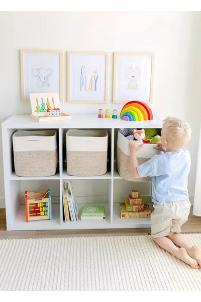 HomeTurko Jute 3-Piece Hand-Woven Organizer Box Home Office Room Hotel Storage Accessory