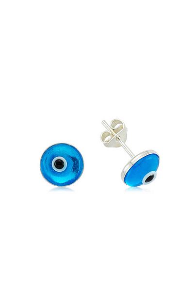 Skygo Silver Round Evil Eye Stud Earrings