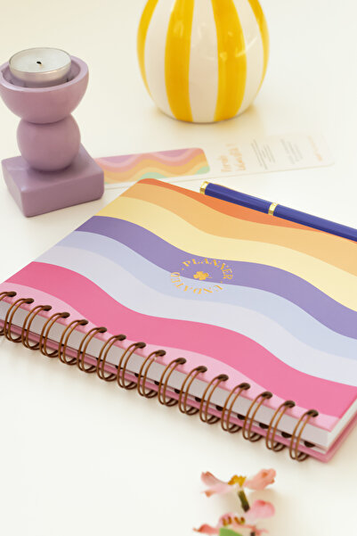 Matt Notebook A5 Spiralli Süresiz Planlayıcı Ajanda Gökkuşağı