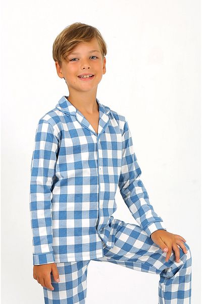 vitmo Set de pijamale cu nasturi 100% bumbac cu maneca lunga pentru baieti Vita