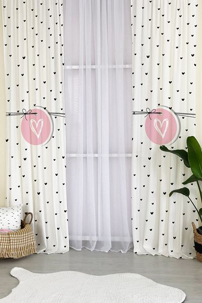 Lolla White Heart Background Curtain 59