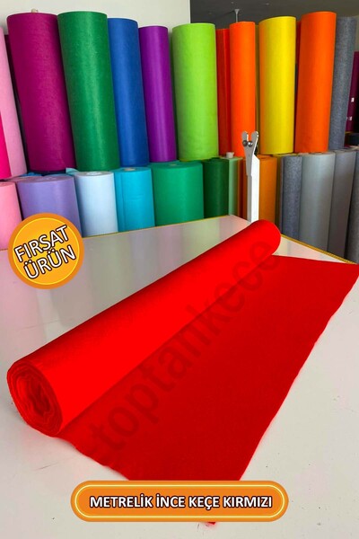 garaccu Metrelik Ince Yumuşak Keçe Kumaş 1 Mm Kırmızı - 1 Metre (100X100 CM),...
