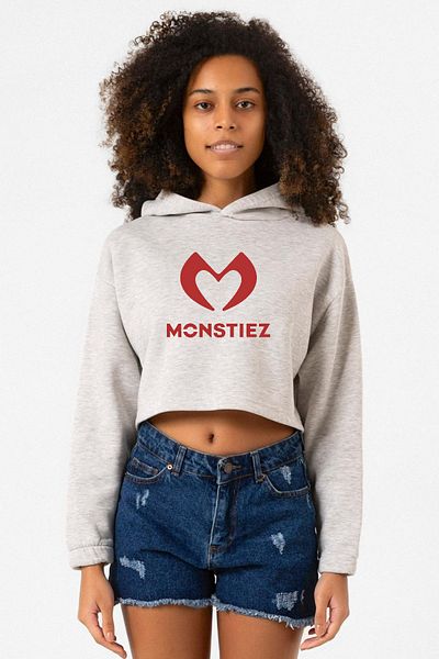 Tshirthane Babymonster Monstiez White Gray Women's Crop Hoodie