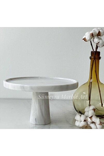 Sümeyra Marble Art BEYAZ MERMER TABAK- PASTA TABAĞI- SUNUM TABAĞI