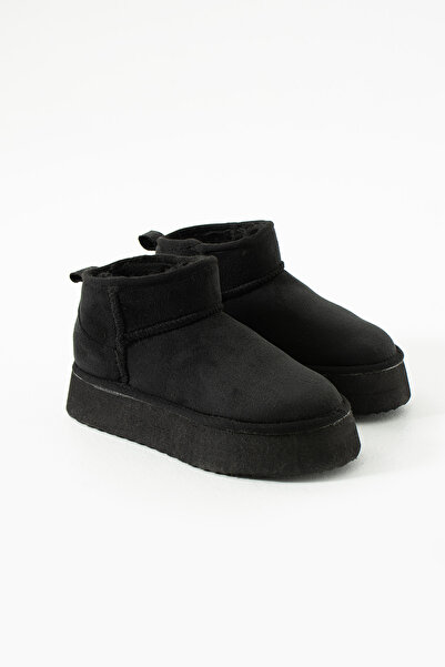 Bermody Tiana Kadın 4 cm Siyah Dayanıklı Taban Konforlu İçi Kürklü Sıcak Tutan Ug Model Bot Bootie