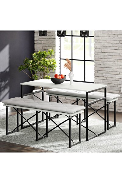 eportatif Masa Takımı Minderli Bench Bank Masa Seti 120x60 Masa Mutfak Masası...