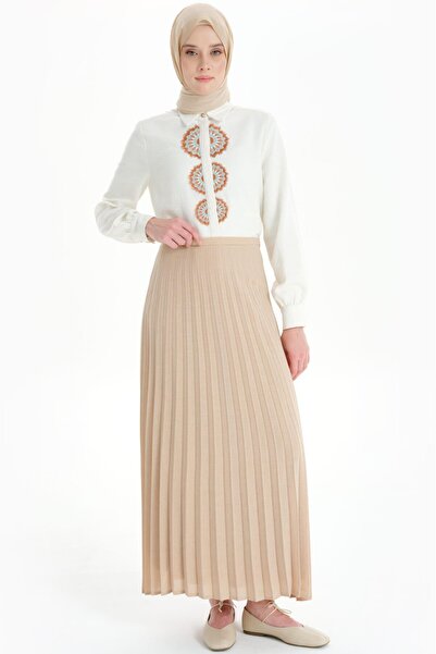Tuğba Plisoley Etek - Bej