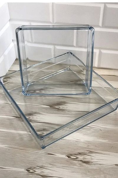 Paşabahçe Borcam Premium Square Tray Set 4100Cc and 2400Cc 59314-59304 Orjin. It's Boxed