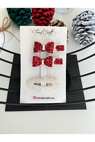 Trend Toka Glitter Payet Pullu Özel Günlere Tasarımlı 3’lü Toka Seti