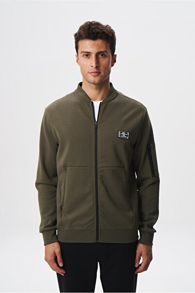 Arma Ανδρικό φούτερ Khaki Slim Fit Scuba αδιάβροχο ύφασμα Basic College γιακά φούτερ K 28324988301